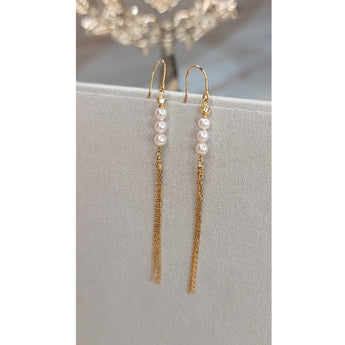 日本製・Akoya正圓珍珠流蘇掛式耳環 - WILLS JEWELLERY