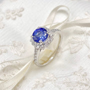 Art Deco · 圓形坦桑石圍石鑽石戒指 - WILLS JEWELLERY