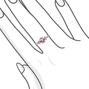 星星 • 三石 Baby Pink 粉紅寶石Padparadscha鑽石戒指 - WILLS JEWELLERY