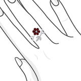 Blossom・紅寶石鑽石珠邊開口戒指 - WILLS JEWELLERY