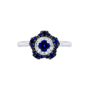 Blossom・圓形藍寶石鑽石戒指 - WILLS JEWELLERY