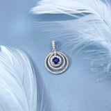 Circle Circle · 圓形藍寶石三圈圍鑽動感吊墜 - WILLS JEWELLERY