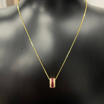 Circle Circle · 公主方紅寶石鑽石雙行光環項鏈 - WILLS JEWELLERY