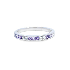 《Dreamy》公主方形紫藍寶石鑽石戒指 - WILLS JEWELLERY