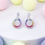 《Dreamy》彩虹寶石鑽石垂吊耳環 - WILLS JEWELLERY