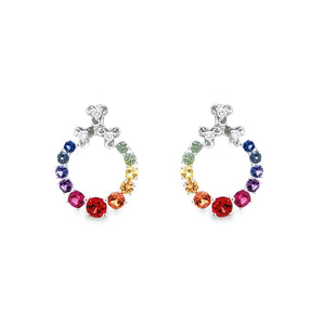 《Dreamy》彩虹寶石鑽石花花耳環 - WILLS JEWELLERY