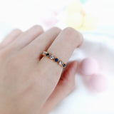 《Dreamy》華麗包邊密釘藍寶石白寶戒指 - WILLS JEWELLERY