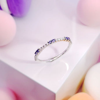 《Dreamy》圓形紫藍寶石鑽石戒指 - WILLS JEWELLERY