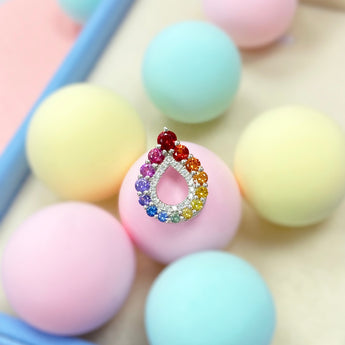 《Dreamy》彩虹色調藍寶石小水滴吊墜 - WILLS JEWELLERY