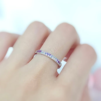 《Dreamy》公主方形紫藍寶石鑽石戒指 - WILLS JEWELLERY