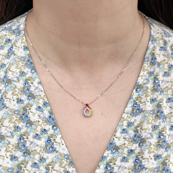 《Dreamy》彩虹色調藍寶石小水滴吊墜 - WILLS JEWELLERY