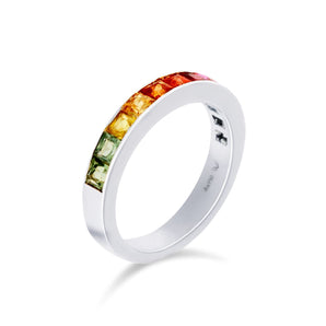 《Dreamy》彩虹色調藍寶石戒指 (白金) - WILLS JEWELLERY