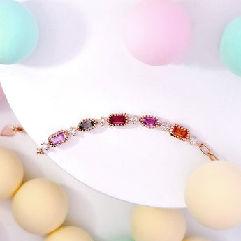 《Dreamy》復古彩虹寶石鑽石手鏈 - WILLS JEWELLERY