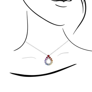 《Dreamy》彩虹色調藍寶石小水滴吊墜 - WILLS JEWELLERY