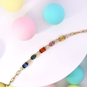 《Dreamy》復古彩虹寶石鑽石手鏈 - WILLS JEWELLERY