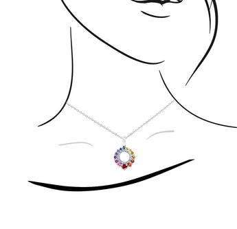 《Dreamy》彩虹色調藍寶石葉形吊墜 - WILLS JEWELLERY