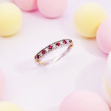 《Dreamy》紅白相間紅寶石鑽石珠邊戒指 - WILLS JEWELLERY