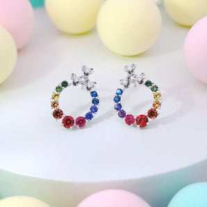 《Dreamy》彩虹寶石鑽石花花耳環 - WILLS JEWELLERY
