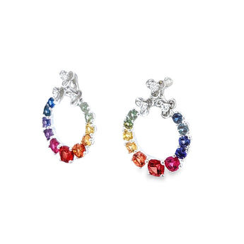 《Dreamy》彩虹寶石鑽石花花耳環 - WILLS JEWELLERY