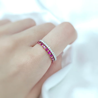 《Dreamy》紅寶石鑽石雙行線戒指 - WILLS JEWELLERY