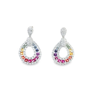 《Dreamy》彩虹寶石鑽石垂吊耳環 - WILLS JEWELLERY