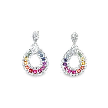 《Dreamy》彩虹寶石鑽石垂吊耳環 - WILLS JEWELLERY