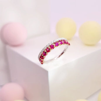 《Dreamy》紅寶石鑽石雙行線戒指 - WILLS JEWELLERY