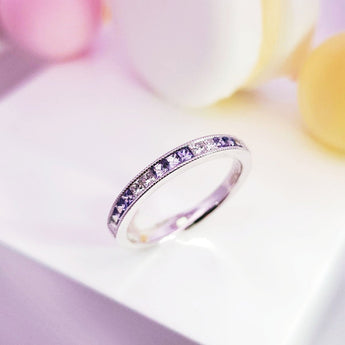 《Dreamy》公主方形紫藍寶石鑽石戒指 - WILLS JEWELLERY