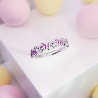 《Dreamy》粉白相間粉寶鑽石波浪戒指 - WILLS JEWELLERY
