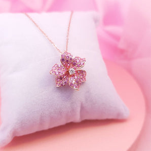 Garden・花形粉紅藍寶石鑽石吊咀 - WILLS JEWELLERY