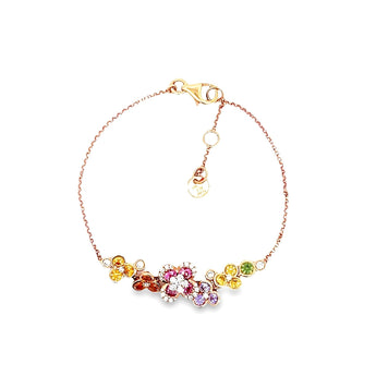 Garden・彩色藍寶石鑽石四葉草手鏈 - WILLS JEWELLERY