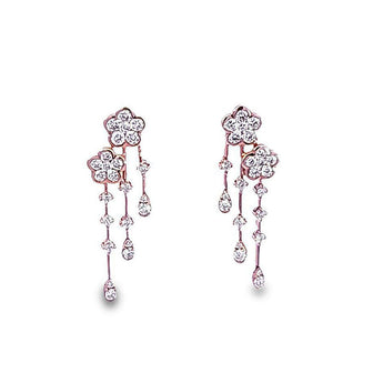 Garden・長垂花形鑽石耳環 - WILLS JEWELLERY