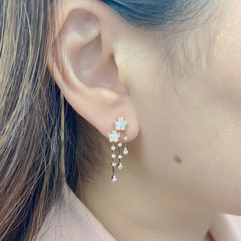 Garden・長垂花形鑽石耳環 - WILLS JEWELLERY