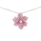 Garden・花形粉紅藍寶石鑽石吊咀 - WILLS JEWELLERY