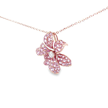 Garden・花形粉紅藍寶石鑽石吊咀 - WILLS JEWELLERY