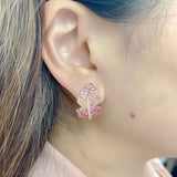 Garden・粉紅藍寶石鑽石羽毛耳環 - WILLS JEWELLERY
