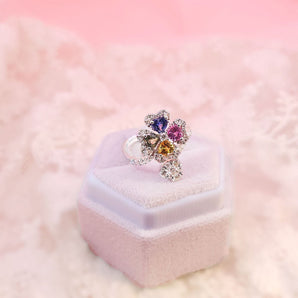 Garden・彩色藍寶石鑽石四葉草戒指 - WILLS JEWELLERY