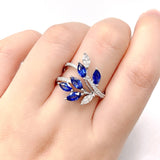 Garden・藍寶石鑽石羽毛戒指 - WILLS JEWELLERY