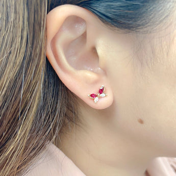 Garden・蝴蝶形紅寶石鑽石耳環 - WILLS JEWELLERY