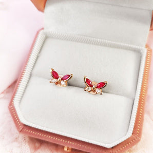 Garden・蝴蝶形紅寶石鑽石耳環 - WILLS JEWELLERY