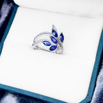 Garden・藍寶石鑽石羽毛戒指 - WILLS JEWELLERY