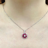 Garden・花形紅寶石鑽石珠邊吊咀 - WILLS JEWELLERY