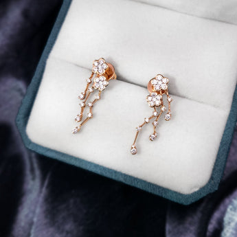 Garden・長垂花形鑽石耳環 - WILLS JEWELLERY