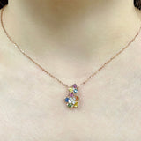 Garden 彩色花樣圓藍寶石鑽石吊墜 - WILLS JEWELLERY