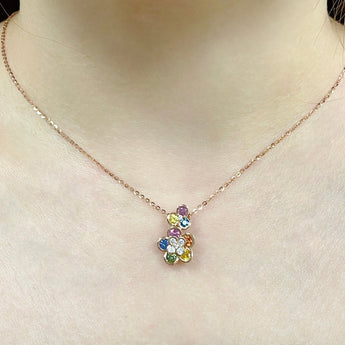 Garden 彩色花樣圓藍寶石鑽石吊墜 - WILLS JEWELLERY