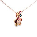 Garden 彩色花樣圓藍寶石鑽石吊墜 - WILLS JEWELLERY