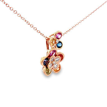 Garden 彩色花樣圓藍寶石鑽石吊墜 - WILLS JEWELLERY