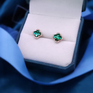 Garden・花形祖母綠鑽石耳環 - WILLS JEWELLERY