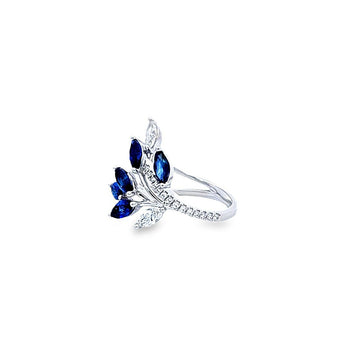 Garden・藍寶石鑽石羽毛戒指 - WILLS JEWELLERY
