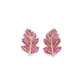 Garden・粉紅藍寶石鑽石羽毛耳環 - WILLS JEWELLERY